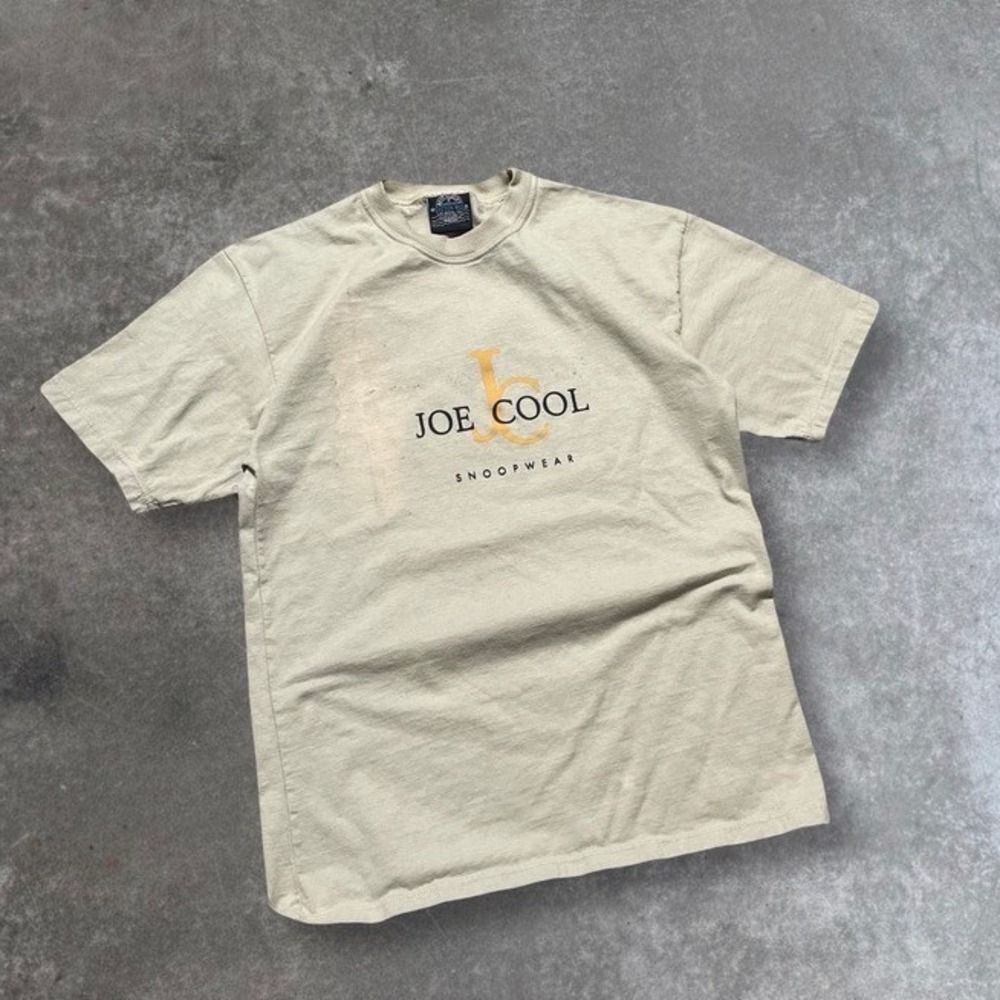 Vintage Joe Cool Snoopy T-Shirt Mens Size S Graphic Tee Beige 90s Cartoon